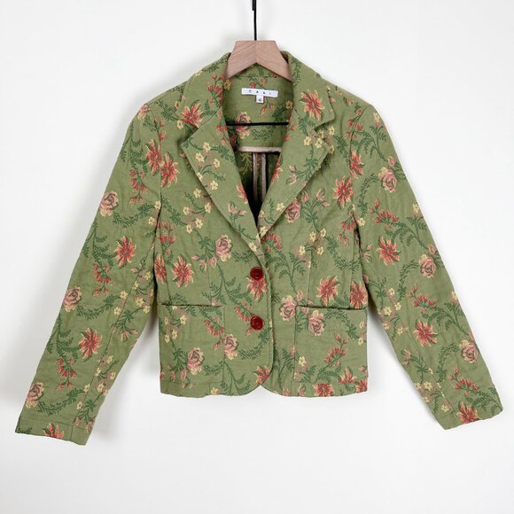 Vintage Jacquard Woven Embroidery Foral Blazer Jacket Coat Tapestry Cottagecore - Picture 7 of 7